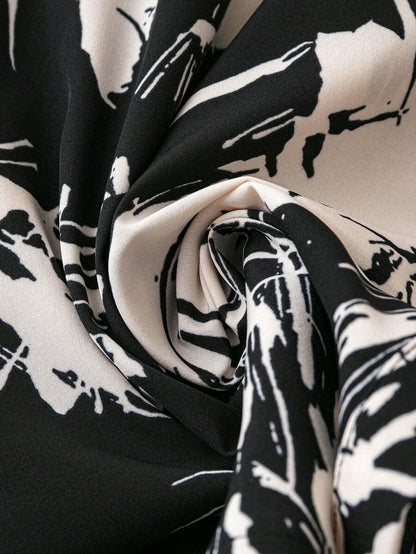 Burning Bones Graphic Print Roll Tab Sleeve Shirt Dress