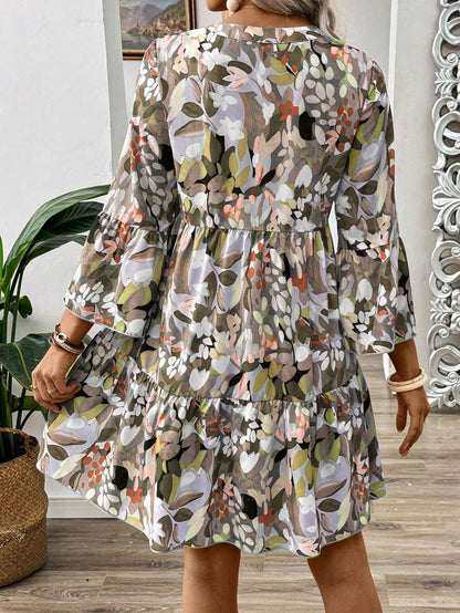 Burning Bones Floral Print Tiered Shirt Dress for Women | Casual Boho Chic Dress