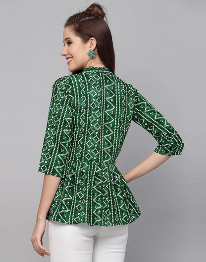 Burning Bones Women's Crepe Bandhni Printed Peplum Top