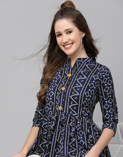 Burning Bones Women's Crepe Bandhni Printed Peplum Top