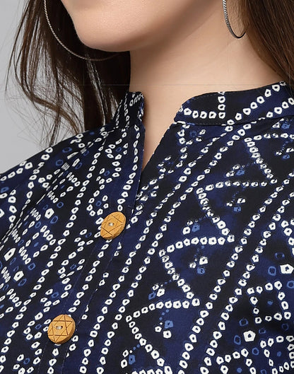 Burning Bones Women's Crepe Bandhni Printed Peplum Top
