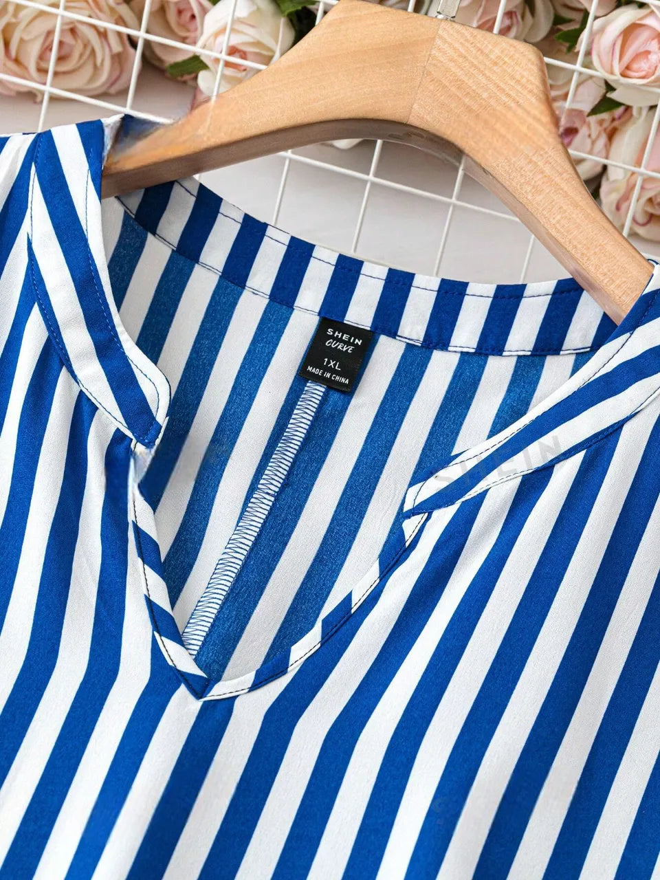 Burning Bones Summer Casual Striped Notched Neck Short Sleeve Midi Dress