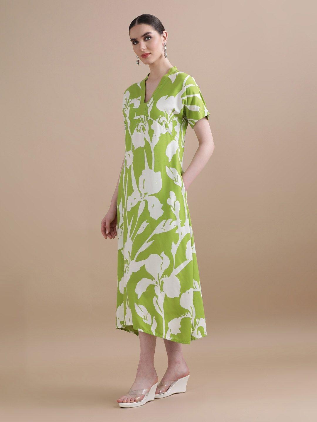 Burning Bones Women's Cotton Floral Relaxed Fit Printed Maxi Dress With Pocket