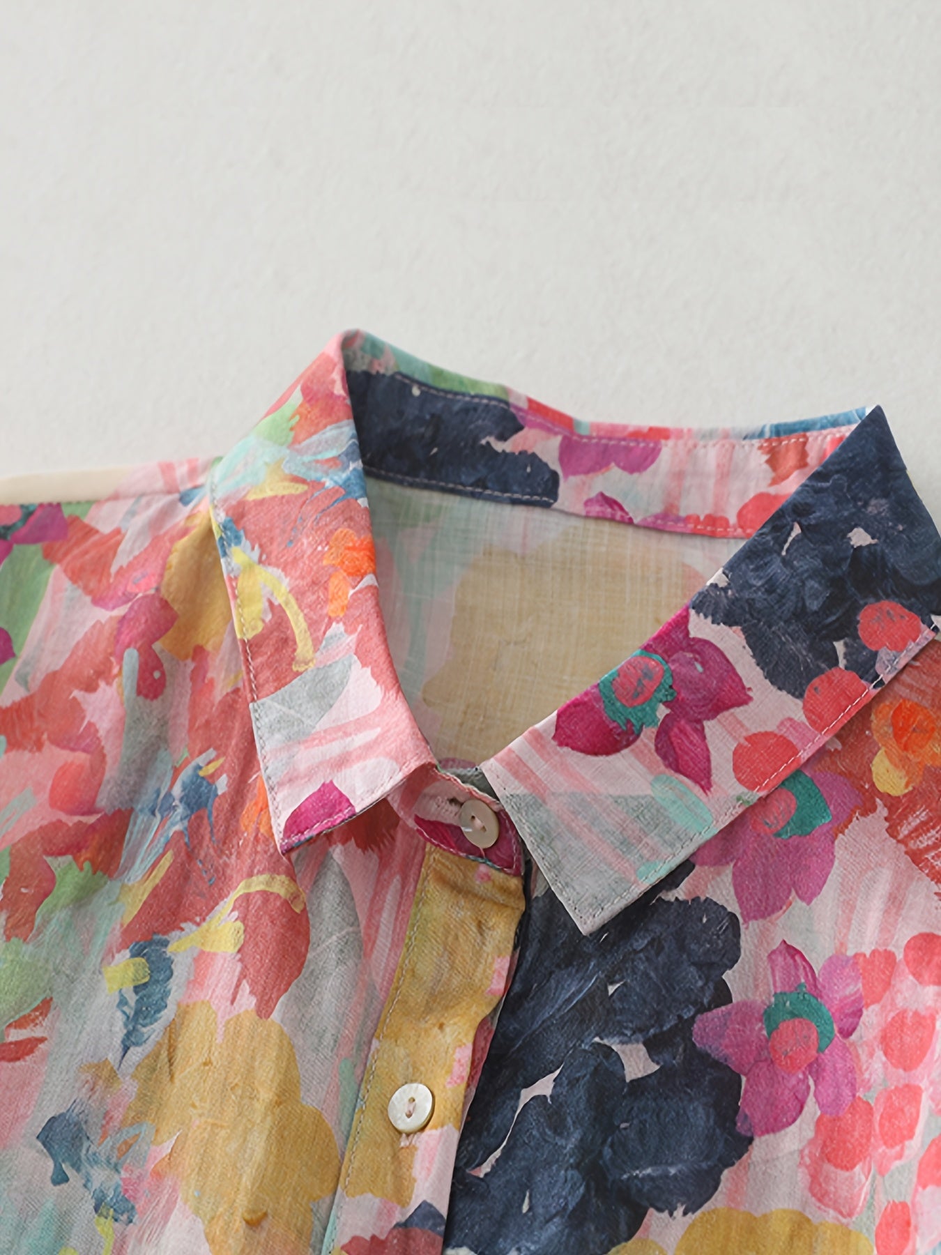 Burning Bones Multicolor Floral Print Cotton Shirt for Women | Lightweight Casual Button-Down