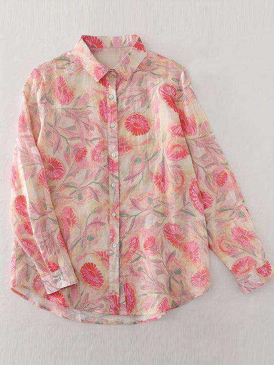 Burning Bones Multicolor Floral Print Cotton Shirt for Women | Lightweight Casual Button-Down